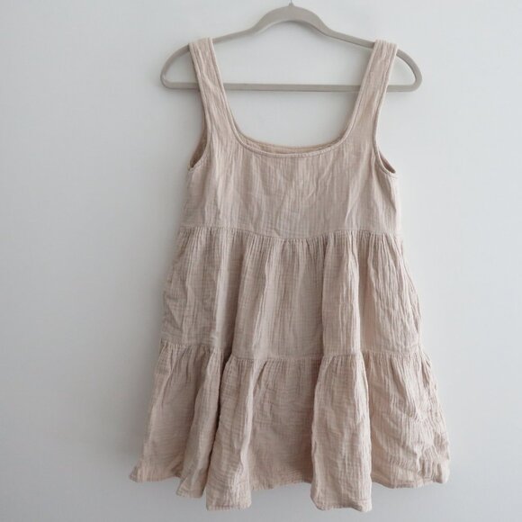 URBAN OUTFITTERS Gauzy 100% Cotton Tiered Tank Dress in Cream Coastal Boho XS - Picture 11 of 15